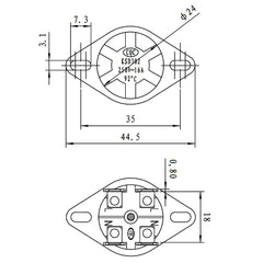 1 шт. KSD302X 20A 250 В 4 фута с круглой головкой ручной сброс биполярный термостат переключатель температуры 75 85 92 93 95 градусов Цельсия