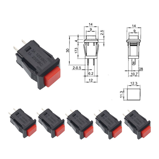 6 шт. DS-429 1A250VAC/3A125VAC мгновенный/самоблокирующийся квадратный кнопочный переключатель, электрический выключатель питания ВКЛ-ВЫКЛ