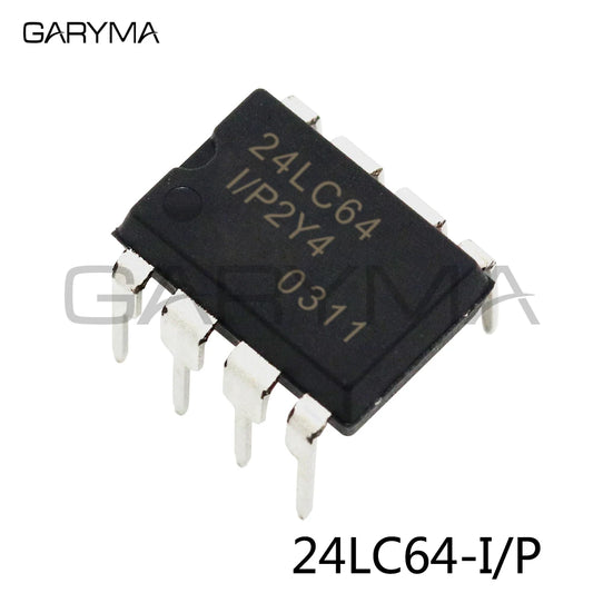 10 шт. 24LC64-I/P EEPROM, последовательный 2-проводной DIP-8-контактный разъем 