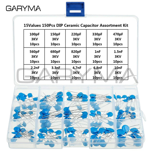 15 значений, 150 шт., 3 кВ, 100 пФ-10 нФ, высоковольтный набор керамических конденсаторов DIP в ассортименте