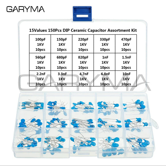 15 значений, 150 шт., 1 кВ, 100 пФ-10 нФ, высоковольтный набор керамических конденсаторов DIP в ассортименте