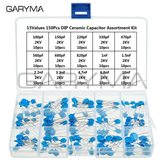 15 значений, 150 шт., 2 кВ, 100 пФ-10 нФ, высоковольтный набор керамических конденсаторов DIP в ассортименте