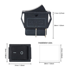 5 件装 KCD4 双刀单掷开关 4 针摇杆船用开关 25x31 毫米 16A/20A AC 250V/125V 红绿蓝黄 LED 发光