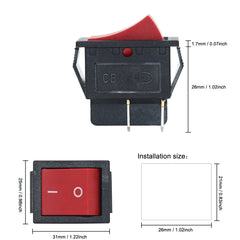 5 件装 KCD4 双刀单掷开关 4 针摇杆船用开关 25x31 毫米 16A/20A AC 250V/125V 红绿蓝黄 LED 发光