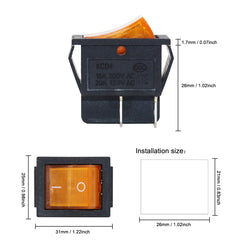 5 件装 KCD4 双刀单掷开关 4 针摇杆船用开关 25x31 毫米 16A/20A AC 250V/125V 红绿蓝黄 LED 发光