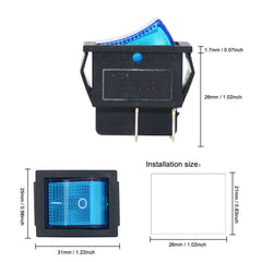 5 件装 KCD4 双刀单掷开关 4 针摇杆船用开关 25x31 毫米 16A/20A AC 250V/125V 红绿蓝黄 LED 发光