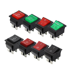 5Pcs KCD4 6Pin Rocker Switch 2/3 Position Boat Button Power Switch with Light On-Off-On On-Off 16A 250VAC/20A 125VAC 32*25mm