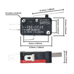 5 шт. длинный рычажный переключатель V-151-1C25 V-152-1C25 V-153-1C25 V-154-1C25 V-155-1C25 V-156-1C25 V-15-1C25 микроконцевой выключатель мгновенного действия 16А