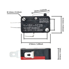 5 шт. длинный рычажный переключатель V-151-1C25 V-152-1C25 V-153-1C25 V-154-1C25 V-155-1C25 V-156-1C25 V-15-1C25 микроконцевой выключатель мгновенного действия 16А