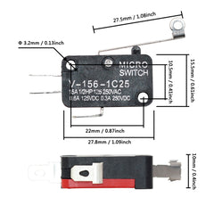 5 шт. длинный рычажный переключатель V-151-1C25 V-152-1C25 V-153-1C25 V-154-1C25 V-155-1C25 V-156-1C25 V-15-1C25 микроконцевой выключатель мгновенного действия 16А