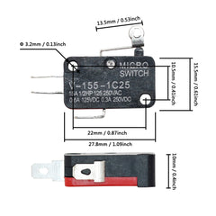 5 шт. длинный рычажный переключатель V-151-1C25 V-152-1C25 V-153-1C25 V-154-1C25 V-155-1C25 V-156-1C25 V-15-1C25 микроконцевой выключатель мгновенного действия 16А
