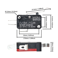 5 шт. длинный рычажный переключатель V-151-1C25 V-152-1C25 V-153-1C25 V-154-1C25 V-155-1C25 V-156-1C25 V-15-1C25 микроконцевой выключатель мгновенного действия 16А
