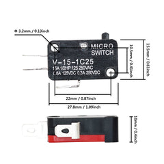 5 шт. длинный рычажный переключатель V-151-1C25 V-152-1C25 V-153-1C25 V-154-1C25 V-155-1C25 V-156-1C25 V-15-1C25 микроконцевой выключатель мгновенного действия 16А
