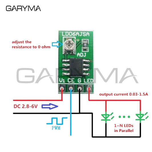 DC 3.3V 3.7V 5V LED 驱动器 30-1500MA 恒流可调模块 PWM 控制板适用于 USB LED 手电筒 18650 锂离子